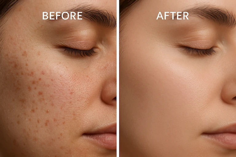 before and after skin tone